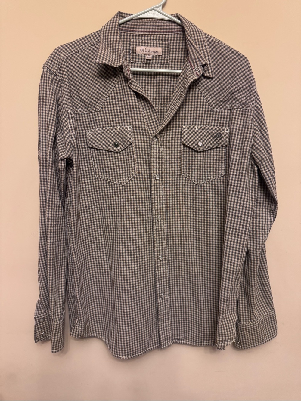 Casual Brown & White Gingham Button-Down Shirt